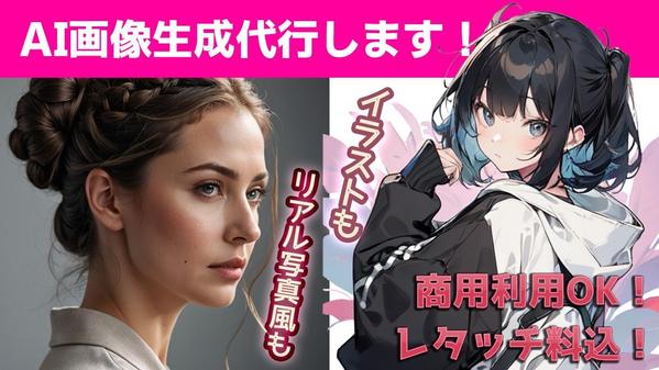 【商用利用OK】写真風もイラストも！レタッチまでお任せ！AI画像生成代行します