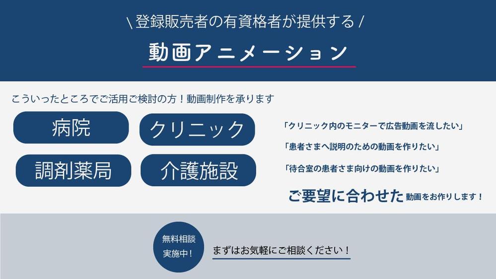 クリニック内のモニターで流す【伝わる】広告動画を制作いたします