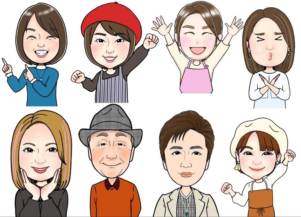 イメージアップに使用できる、名刺やWeb用の似顔絵を制作いたします