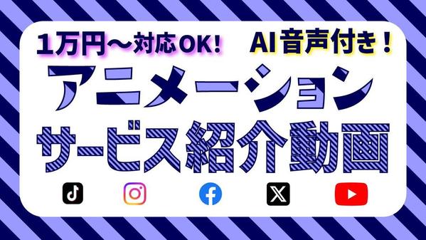 サービス紹介などのアニメーションによる広告動画（AI音声付）を作成します