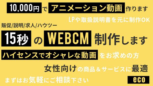 【アニメーション動画】販促、説明、求人、ハウツーなど15秒のWEBCM制作します