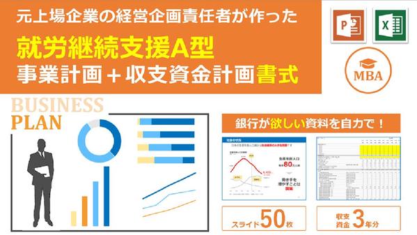 就労継続支援A型専用の事業計画書式！エクセル3年分とパワポ50枚のセットを販売します