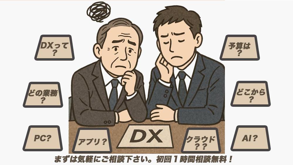 様々な事業のDX化、デジタル化のお手伝いをします。ます