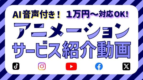 サービス紹介などのアニメーションによる広告動画（AI音声付）を作成します