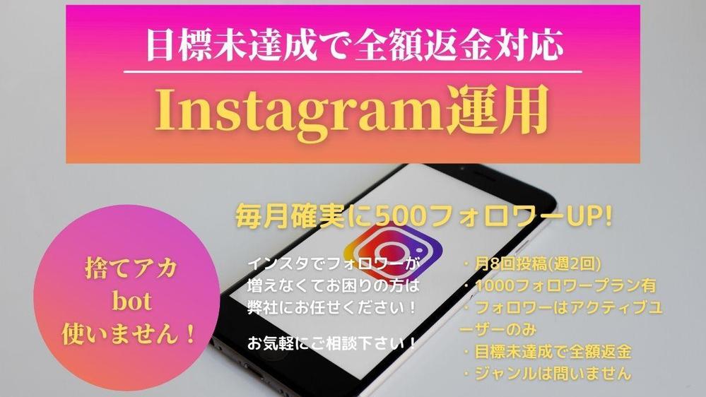 【返金制度有り】Instagramで毎月500フォロワー以上増やします