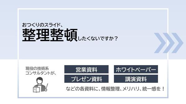 ゴチャっとしたスライドをすっきりと、ボヤっとしたスライドをはっきりとさせます