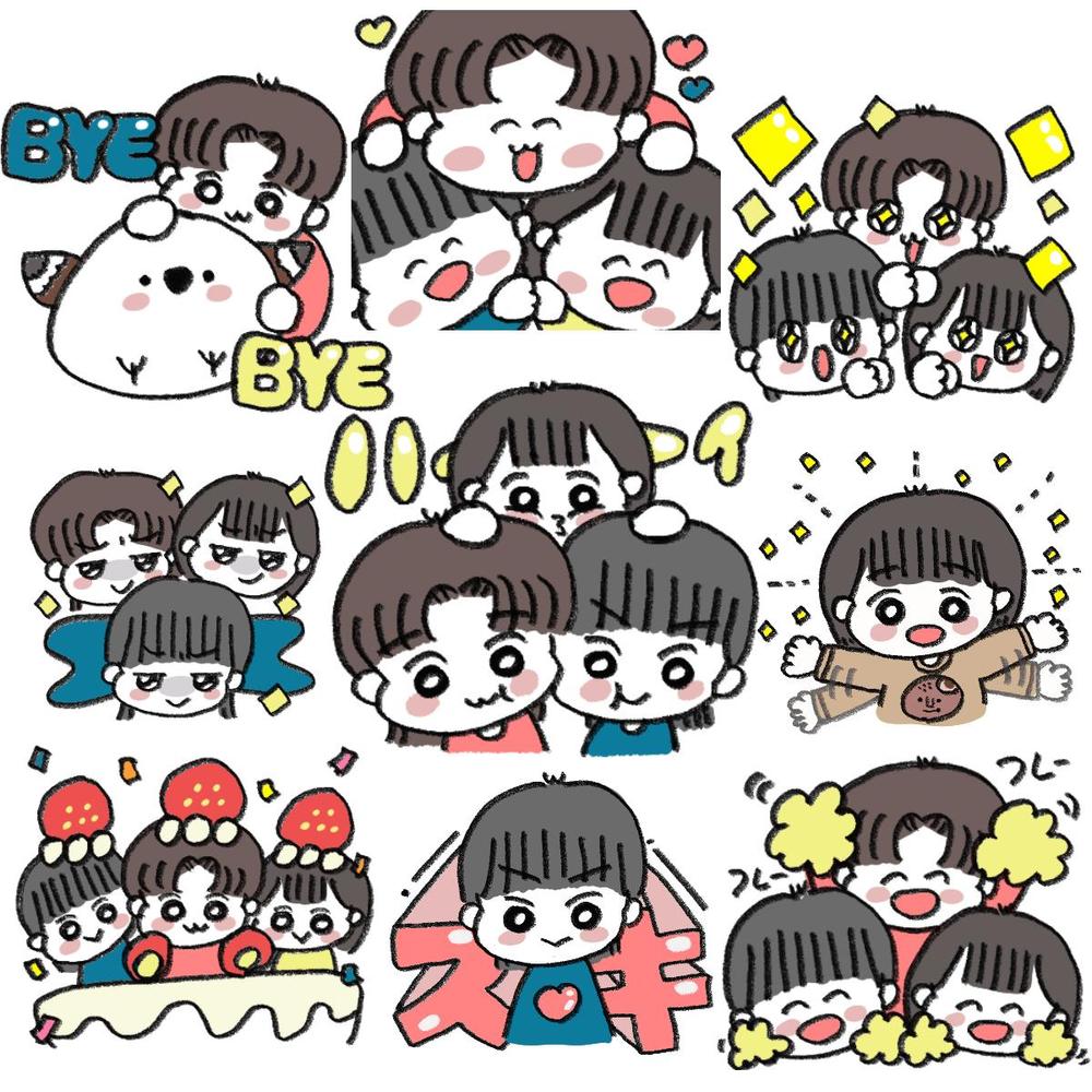 キャラクター風のゆるかわ似顔絵LINEスタンプお作りします