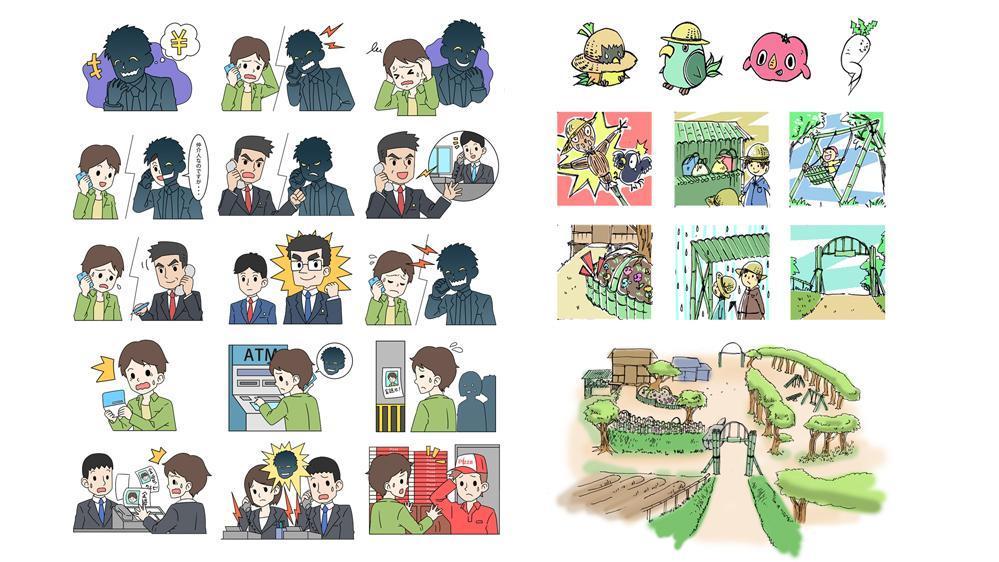 雑誌などの小イラスト・カットなどお客様のご要望に沿ったイラストを制作します