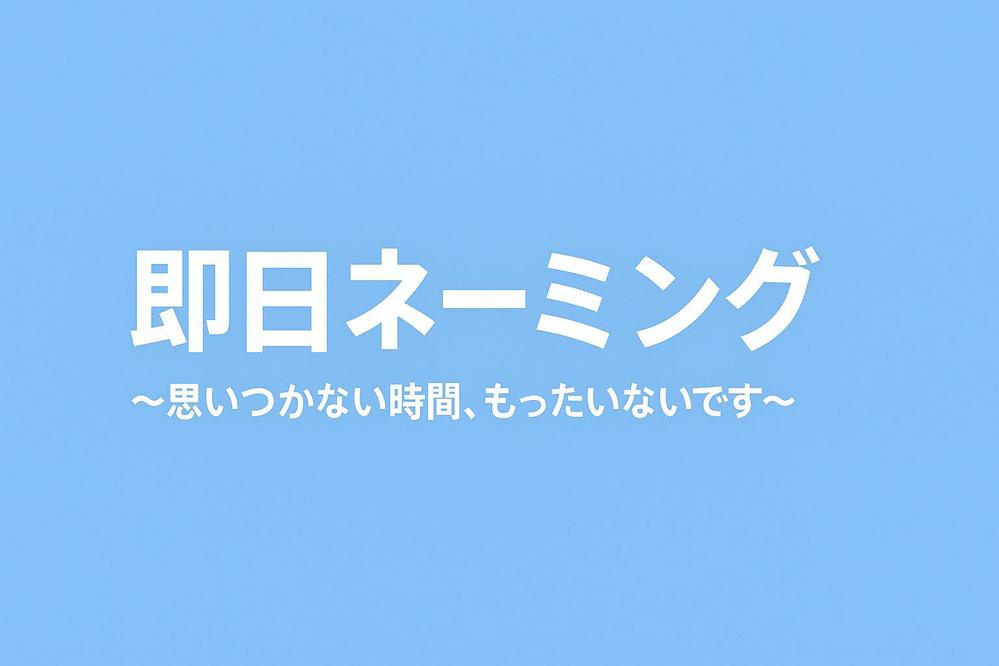 即日ネーミング　今すぐ欲しい人のためのネーミングを24時間以内にご提案します