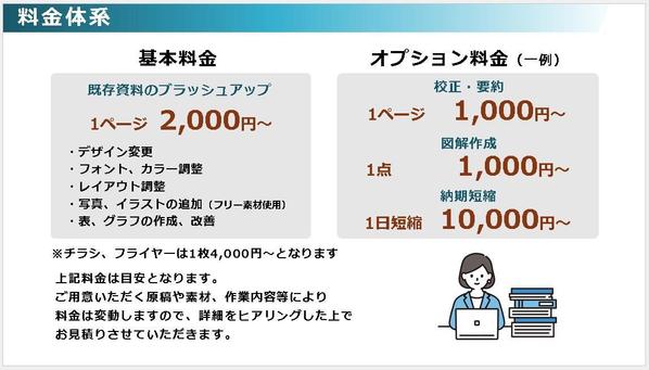 【ぱっと見てすぐ分かる資料に】既存の資料をブラッシュアップいたします