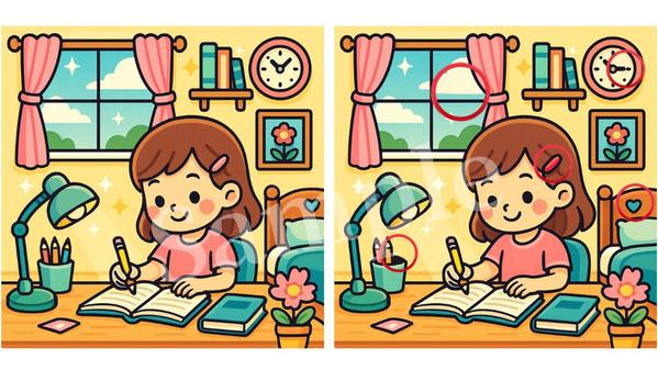 【間違い探し作成】1ペア1000円！YouTube・教材向け高品質イラスト制作します