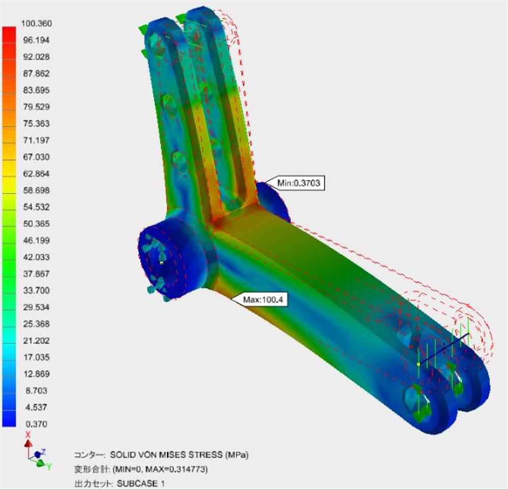 CAE解析ソフトで線形静解析を実施し、強度設計を支援します