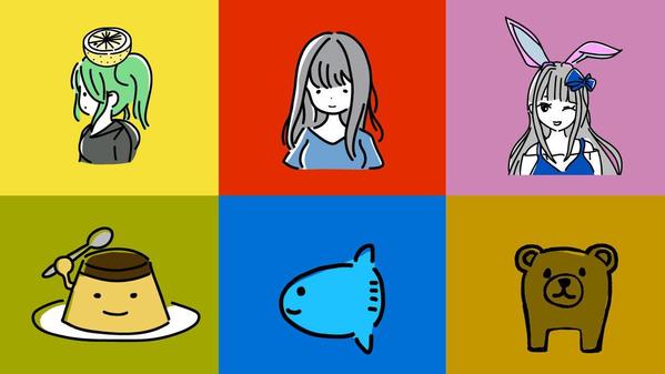 超シンプルでゆるかわいいタッチの動物・人物のアイコンイラスト描きます