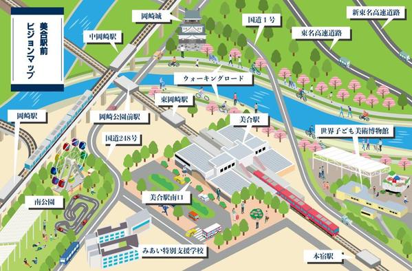 伝えたいことを一目でイメージできる、かわいい鳥瞰図MAPをご提供致します