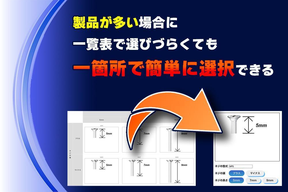 種類が多くて型式がわかりずらい製品を調べる「型式検索」を作成します