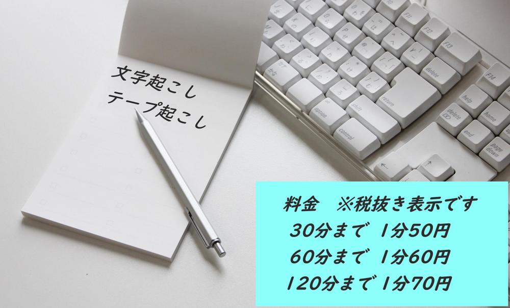 【文字起こし・テープ起こし】ケバ取り仕上げ1分50円で承ります