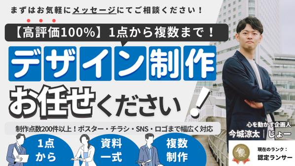 【高評価100%】認定ランサーが高品質なデザインを1点から複数制作します