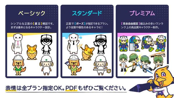 企業公式や商品にぴったりのかわいいオリジナルマスコットキャラクターを描きます