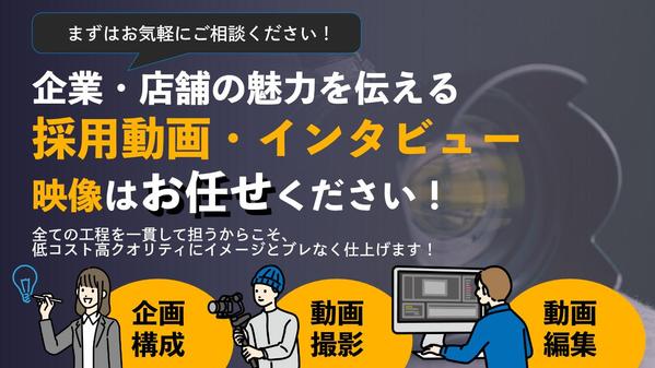 【社員インタビュー対応】企業の採用動画・会社紹介映像を撮影・編集します