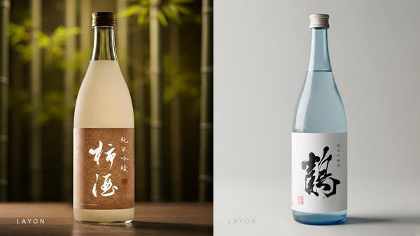  筆文字にて、シンプルなラベル、ボトルデザインを制作いたします