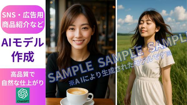 SNSや広告・商品PR向けなどAIモデル画像を作成します