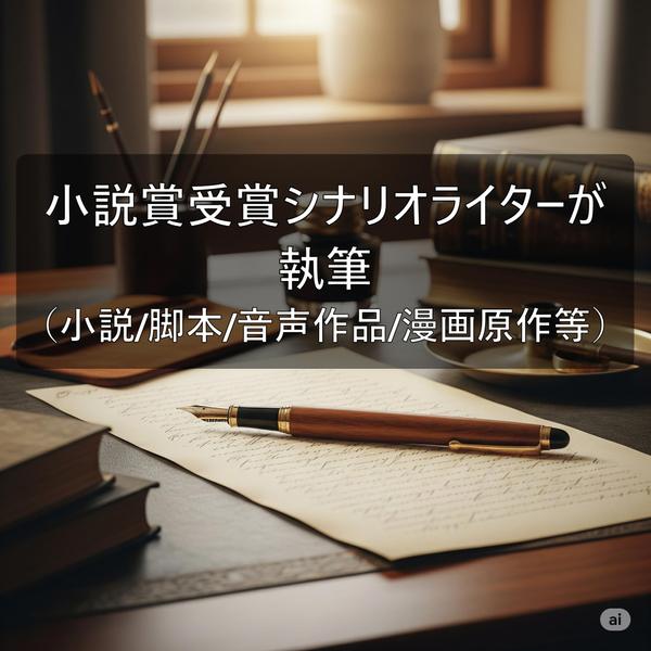 小説賞受賞シナリオライターが、高品質の小説/脚本/音声作品/漫画原作等を執筆します