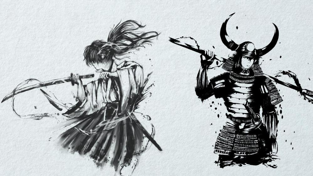 和風のデザインに！躍動感ある筆タッチでアートな墨絵・水墨画のイラストを描きます