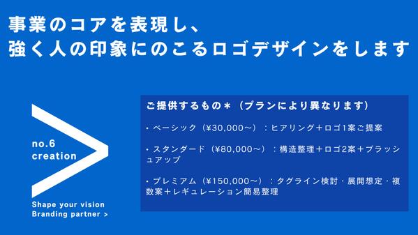 事業のコアを表現し、強く人の印象にのこるロゴデザインをします