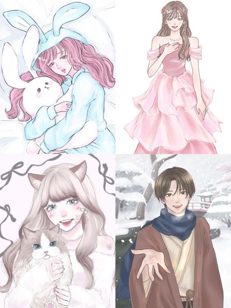 大人可愛い雰囲気のイラストやサムネイル・アイコンを制作します