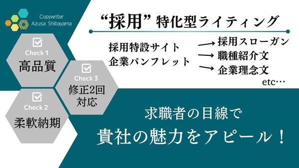 ≪継続実績あり/プロ/こだわり文章≫“採用”に関する『文章全般』を作成いたします