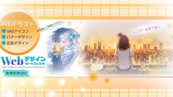 SNSアイコンや墨絵デザイン等、様々なAIイラストをお届けします