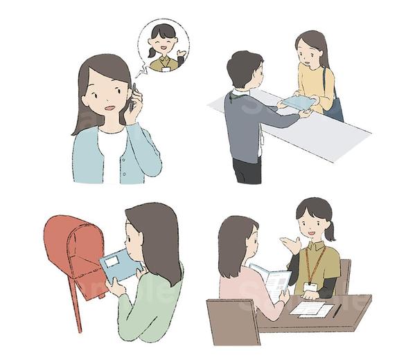 絵の具のような手描き風のカットイラストで親しみやすさを演出します