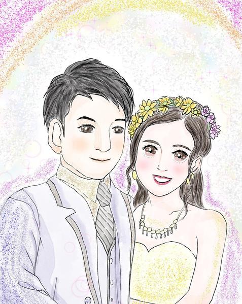 【手描き】ほっこり癒やされる、水彩風の似顔絵イラストを作成します