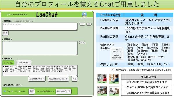 自分のプロフィールを覚えるChatで実りある会話が楽しめます