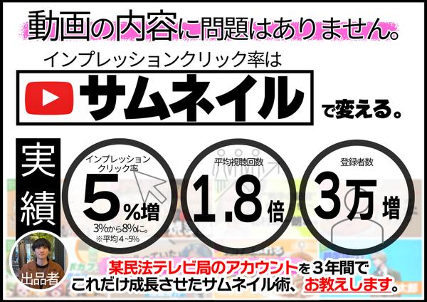 【１枚８００円！】テレビ局で培った、登録者と視聴回数を増やすサムネイルご提供します