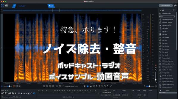 【高音質】最短即日！長尺可！音声のノイズ除去・整音承ります