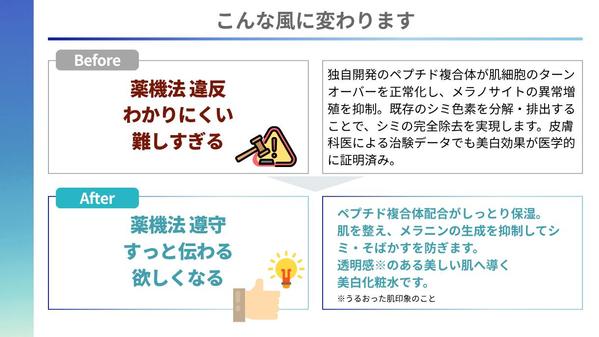 【化粧品/サプリ/健康食品】化粧品研究員が薬機法チェック＆リライトします