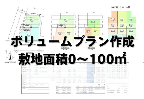 その土地（～100㎡）に最大限収益を確保するボリュームプランを作成します