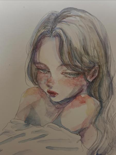 透明水彩を使用したイラストを作成します！儚い女の子など描きます