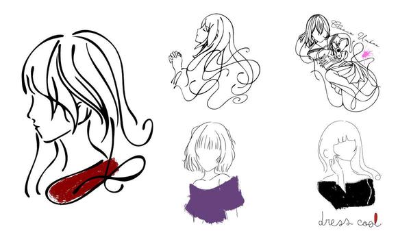 シンプルでおしゃれな滑らかな曲線で作るアートな線画描きます