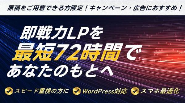 【格安×即納】スマホ最適化も◎｜WordPress対応LPを72時間で納品します