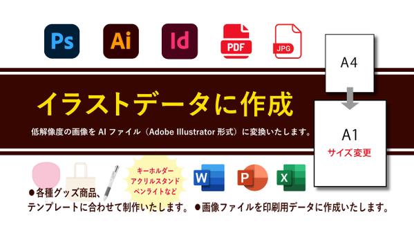 【AI化】画像や文字をAIデータ（Illustrator形式）に作成いたします