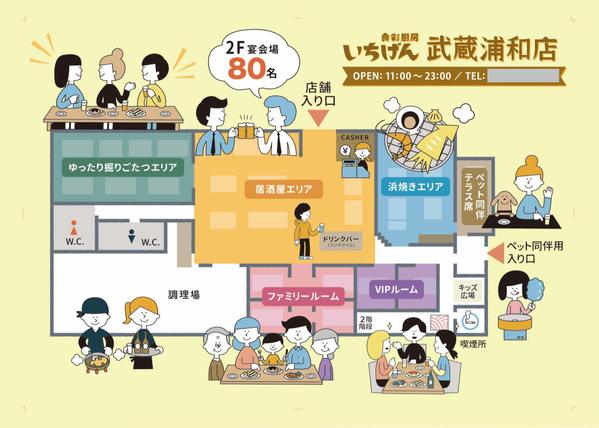 〈店舗・施設向け〉イラストマップ・施設案内図・鳥瞰図作成します