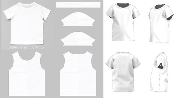 Tシャツの縫製パターン(型紙)データと縫製仕様書、バーチャルトワル画像を作成します