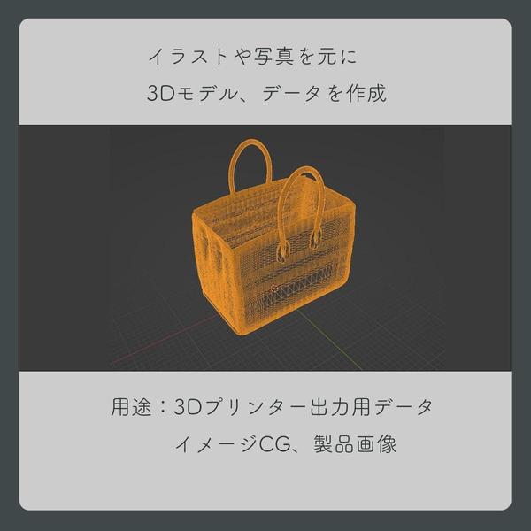 blender,Fusionなどを使用し、イラスト・図面から3Dデータを作成します