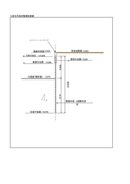 控え矢板式護岸工、自立矢板式護岸工の設計をします