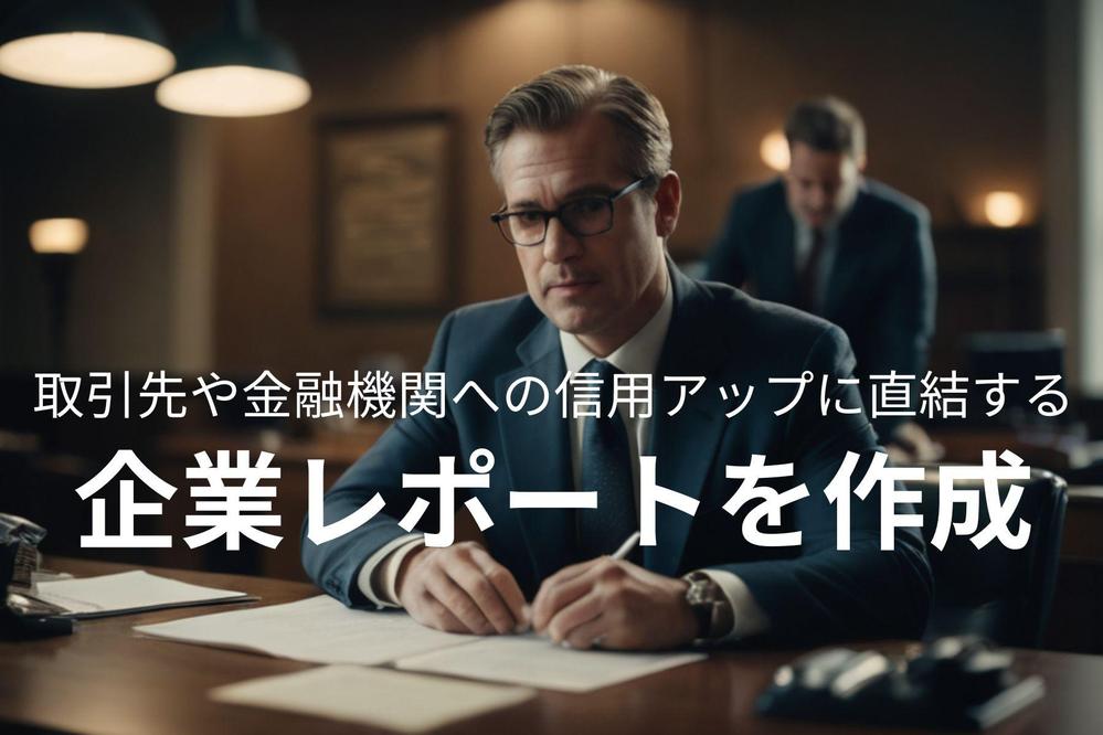 取引先や金融機関への信用アップに直結する「企業レポート」を作成します