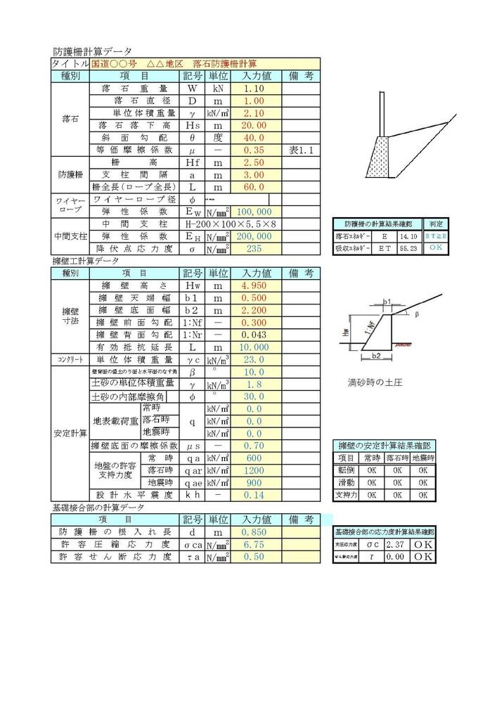 落石防護工の計算をします