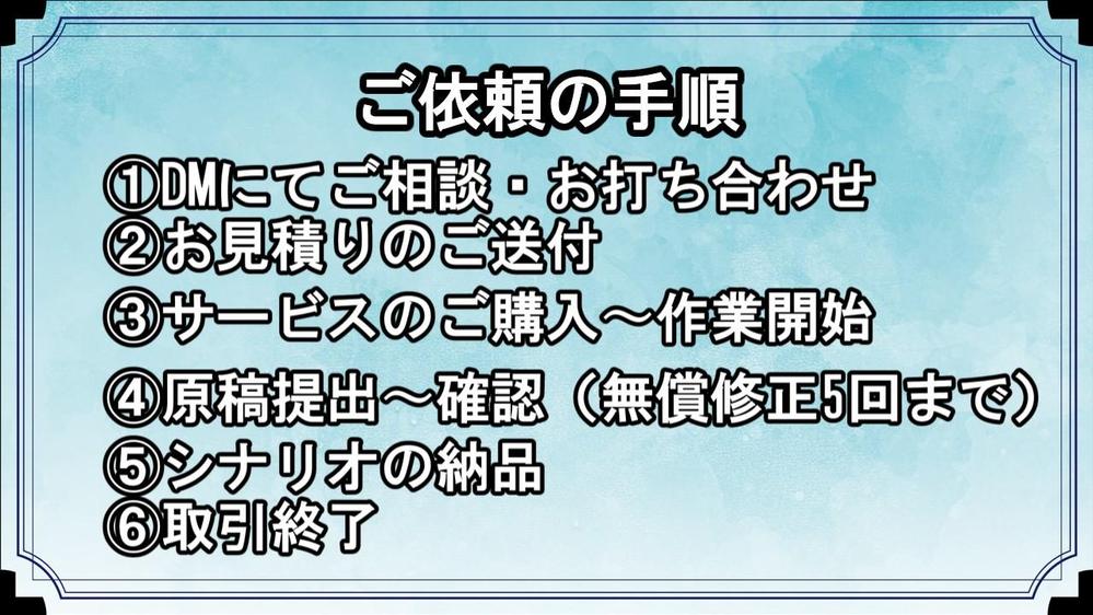 　Youtube動画のシナリオやオリジナル小説を書きます