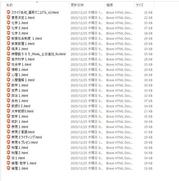 Quuny流大学カリキュラムOSをHTMLで提供します